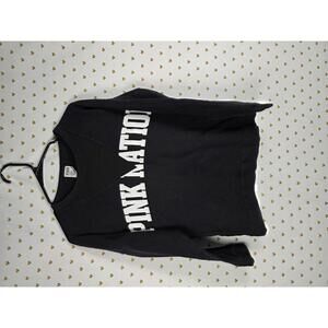 Victorias Secret PINK NATION V neck net Long sleeve tee shirt black xs